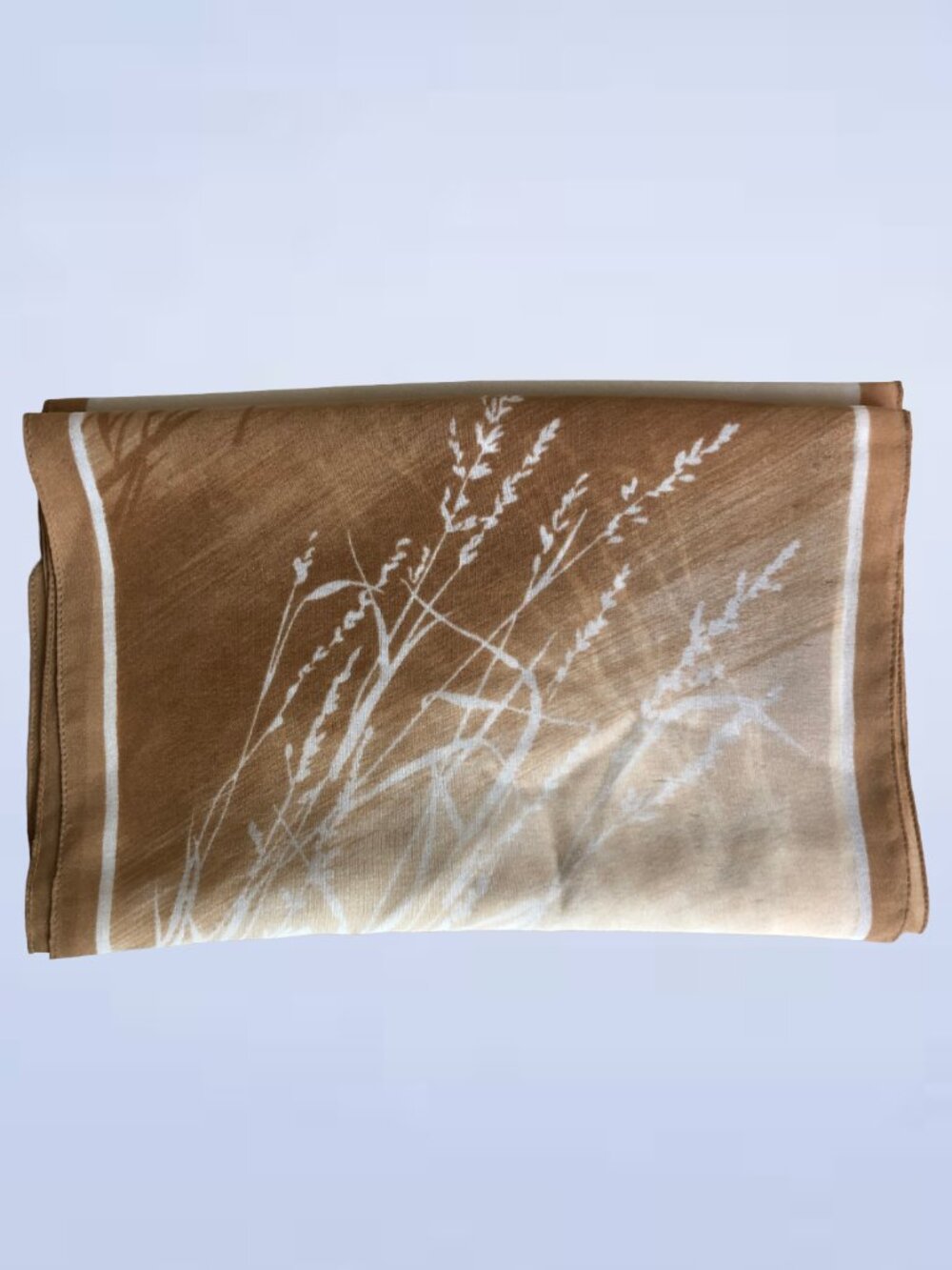 Vintage Brown Wheat Pattern Polyester Scarf Earthy Tones Autumn Neck Wrap